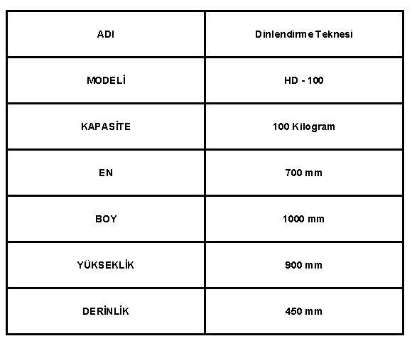 Hamur Dinlendirme Teknesi HD-100 Teknik Bilgileri