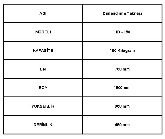 Hamur Dinlendirme Teknesi HD-150 Teknik Bilgileri